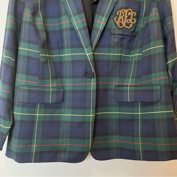 Lauren Ralph Lauren Tartan Plaid Blazer Jacket Wool Blend Bullion Patch 16W NWT - Picture 4 of 15